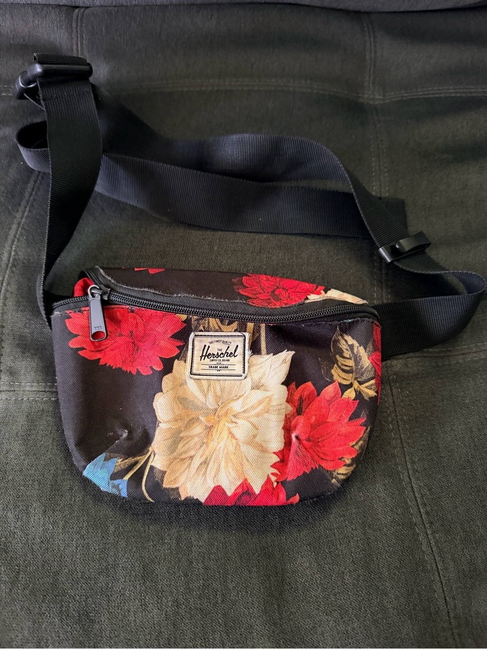 Herschel Supply Company Black Floral Mini Crossbody Fanny Bag